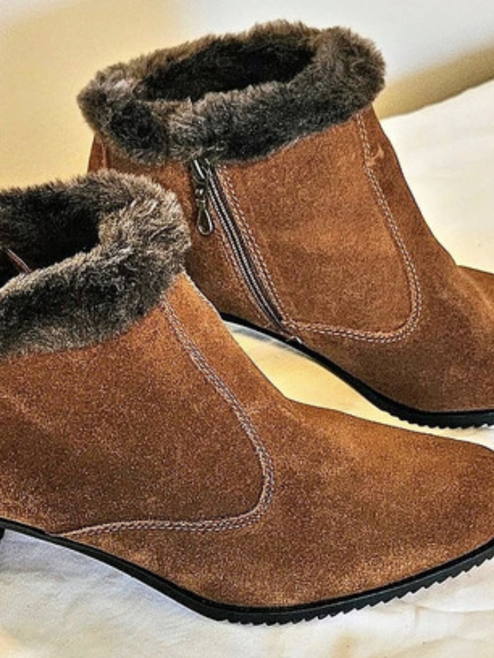 Sporto W2032 Women's Fur-Lined Ankle Boots Brown US 6 Like New